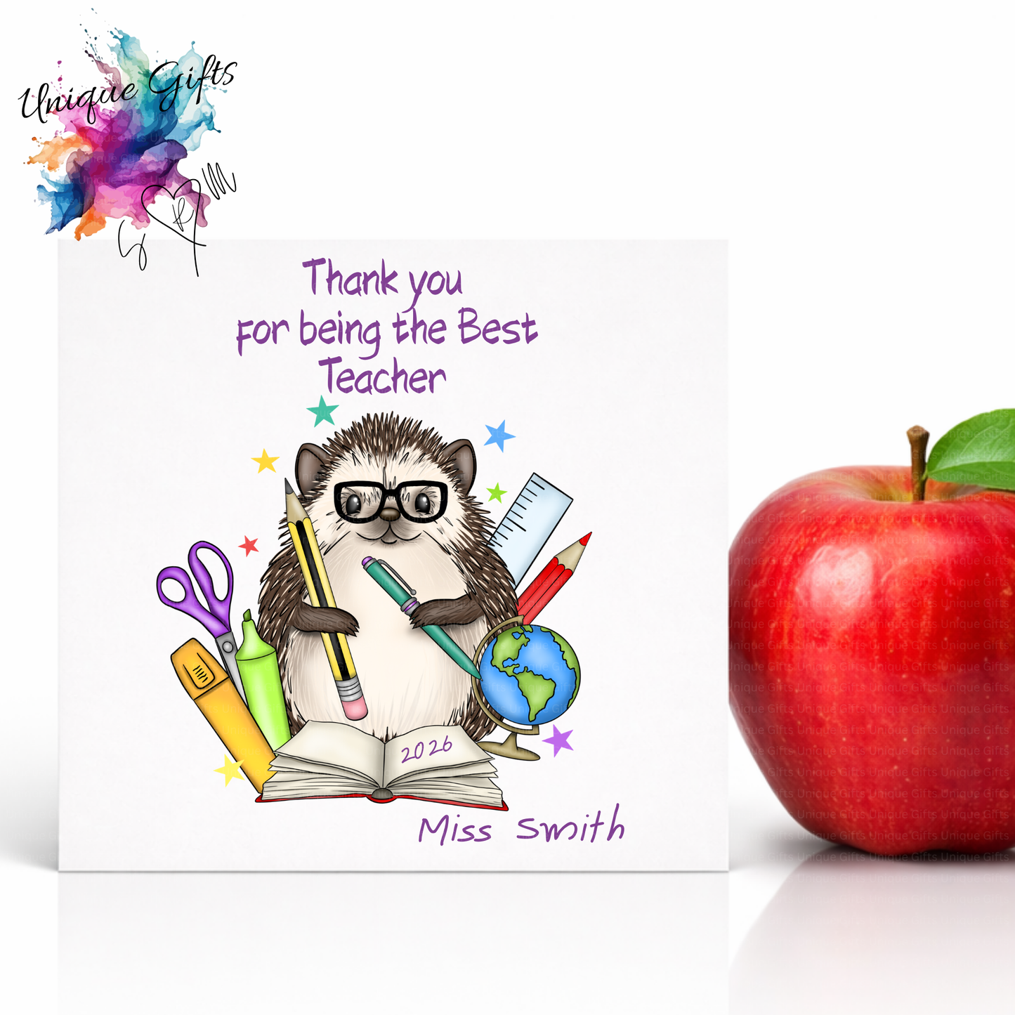 Best Teacher Card – Hedgehog