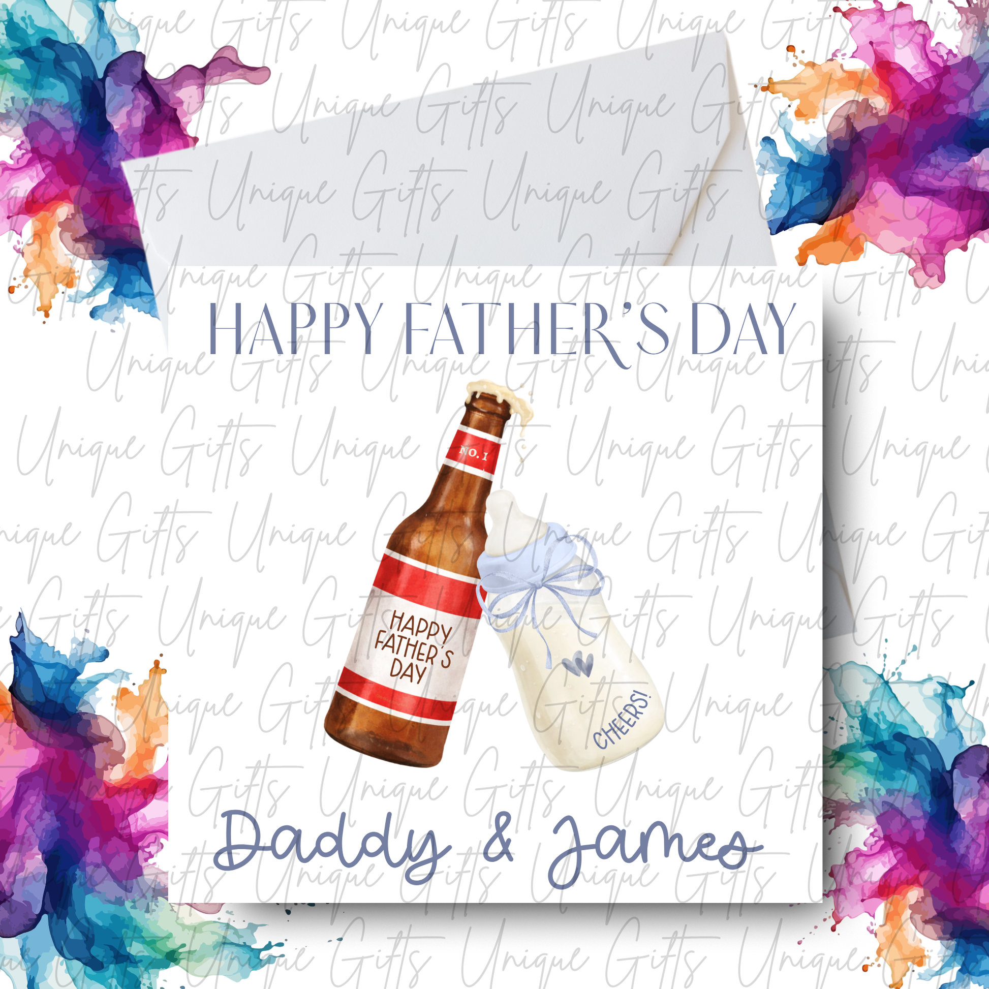 personalised-beer-pint-glass-fathers-day-card-daddy-or-grandad | Unique Gifts