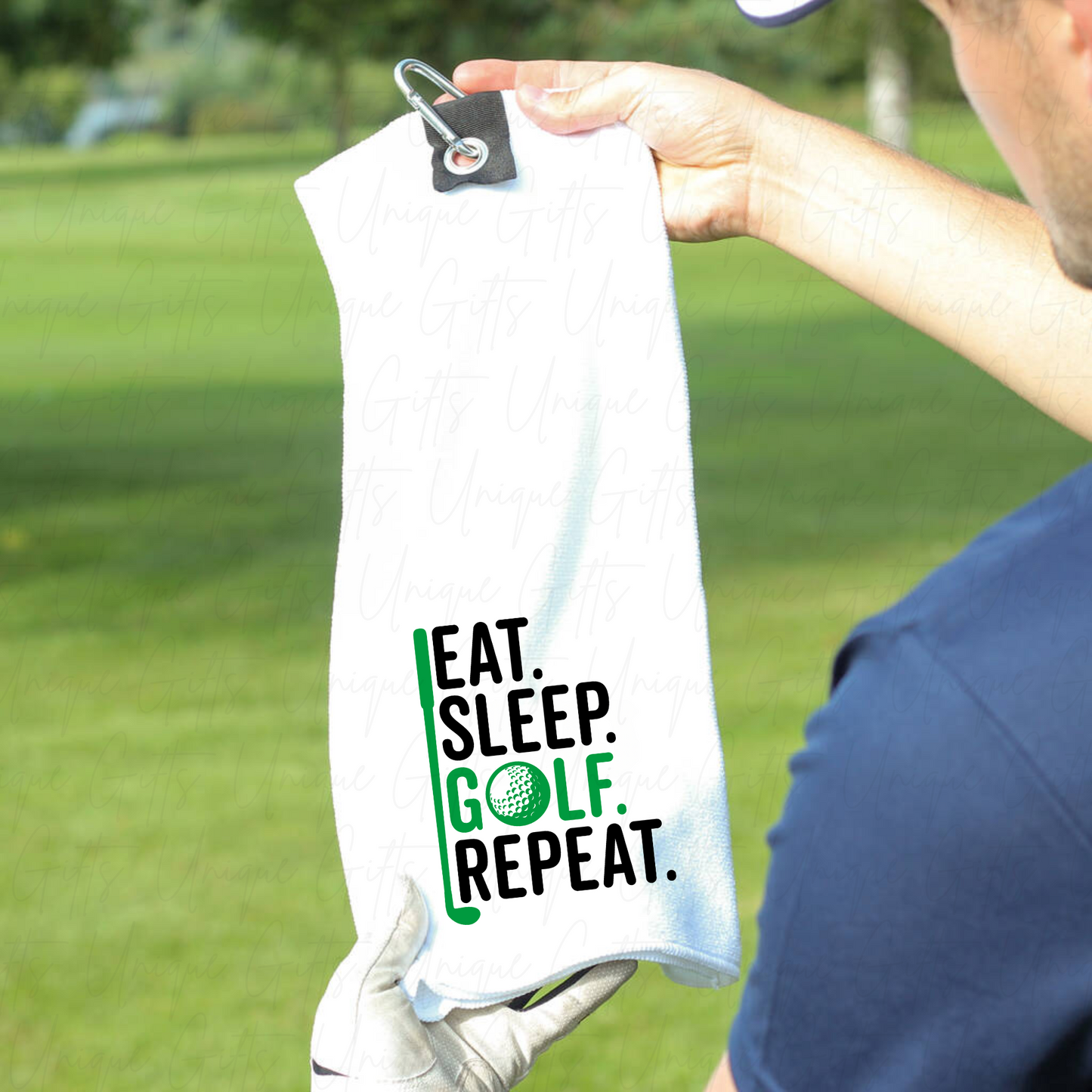 Golf Tournament Towel – Unique Gift, Eat Sleep Golf Repeat Golf Towel.