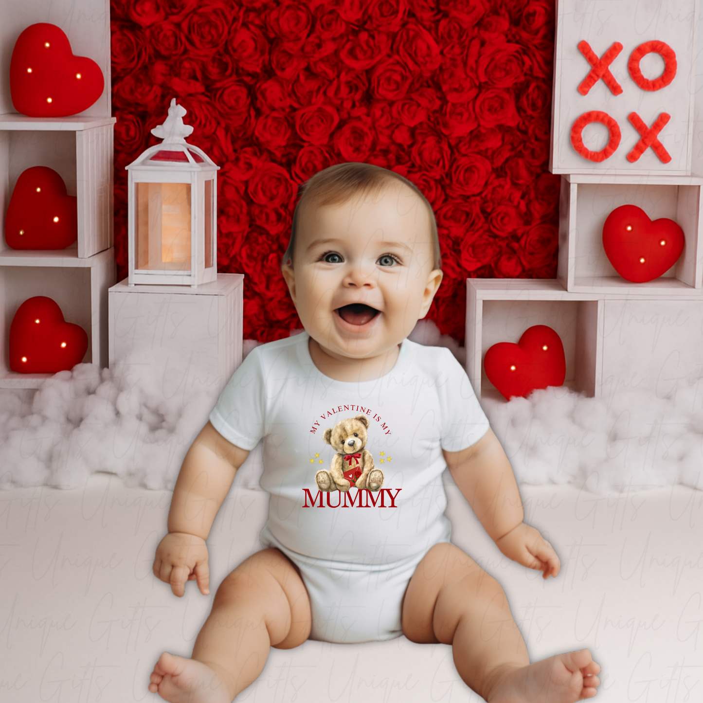 Personalised My Mummy Is My Valentine baby grow – newborn to 18-24 months