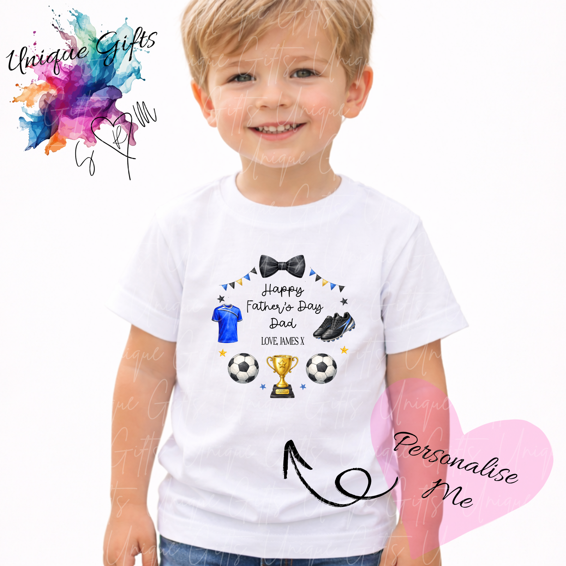 Personalised football t-shirt – Dad or Grandad's little footballer kids tee, sizes 6 months to 5-6 years