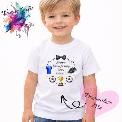 Personalised football t-shirt – Dad or Grandad's little footballer kids tee, sizes 6 months to 5-6 years