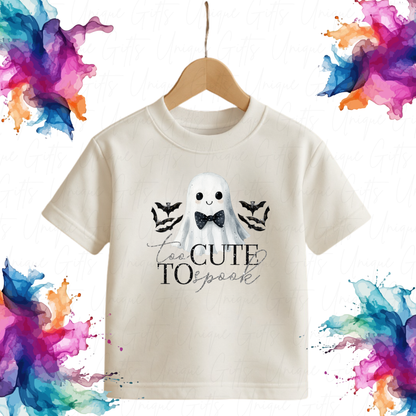 Personalised Too CUTE to Spook Halloween T-Shirt for Children – Custom Name Baby & Toddler Tee | Soft Cotton Blend