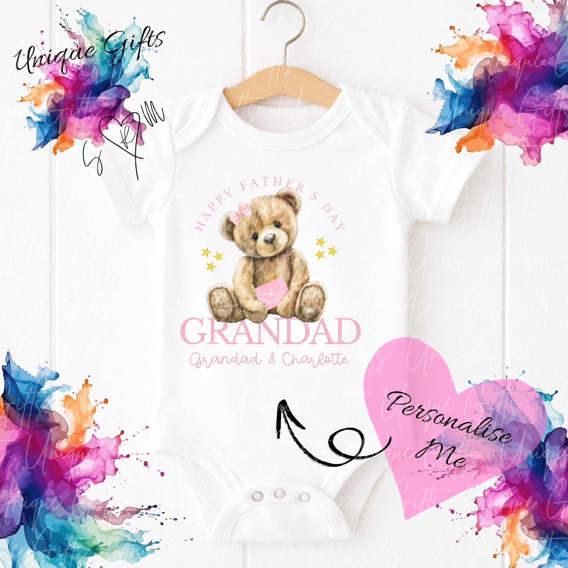 Cute Bear Daddy or Grandad Baby Grow | Unique Gifts
