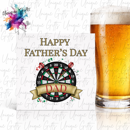 Personalised darts Father's Day card – Dad or Grandad | Unique Gifts