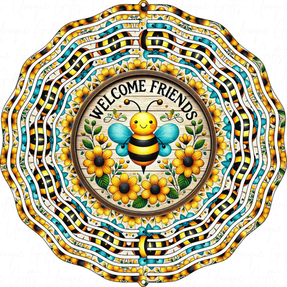 Wind Spinner Cute Bee, Welcome Friends Design.