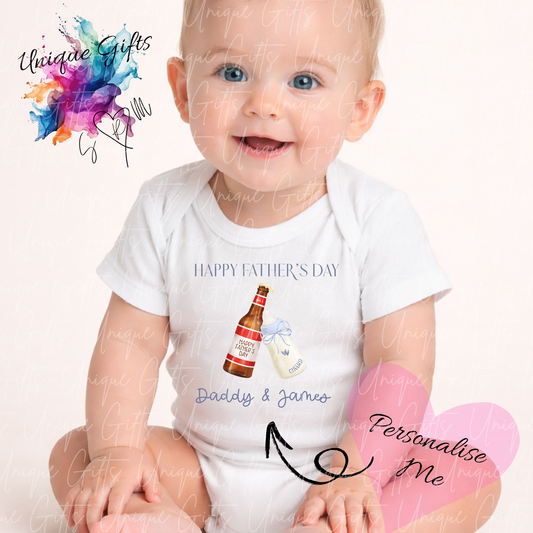 Beer & Milk Daddy or Grandad Baby Grow | Unique Gifts