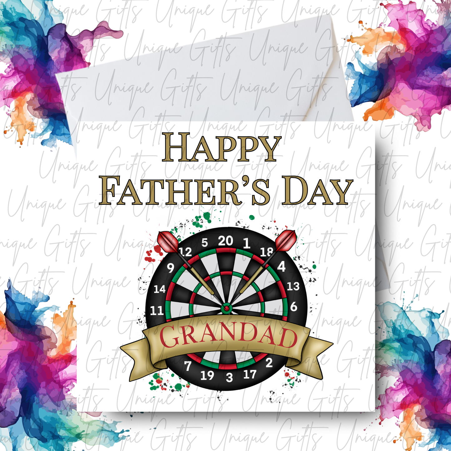 Personalised darts Father's Day card – Dad or Grandad | Unique Gifts