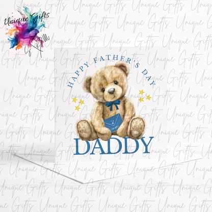 Personalised cute bear Father's Day card – Daddy or Grandad | Unique Gifts