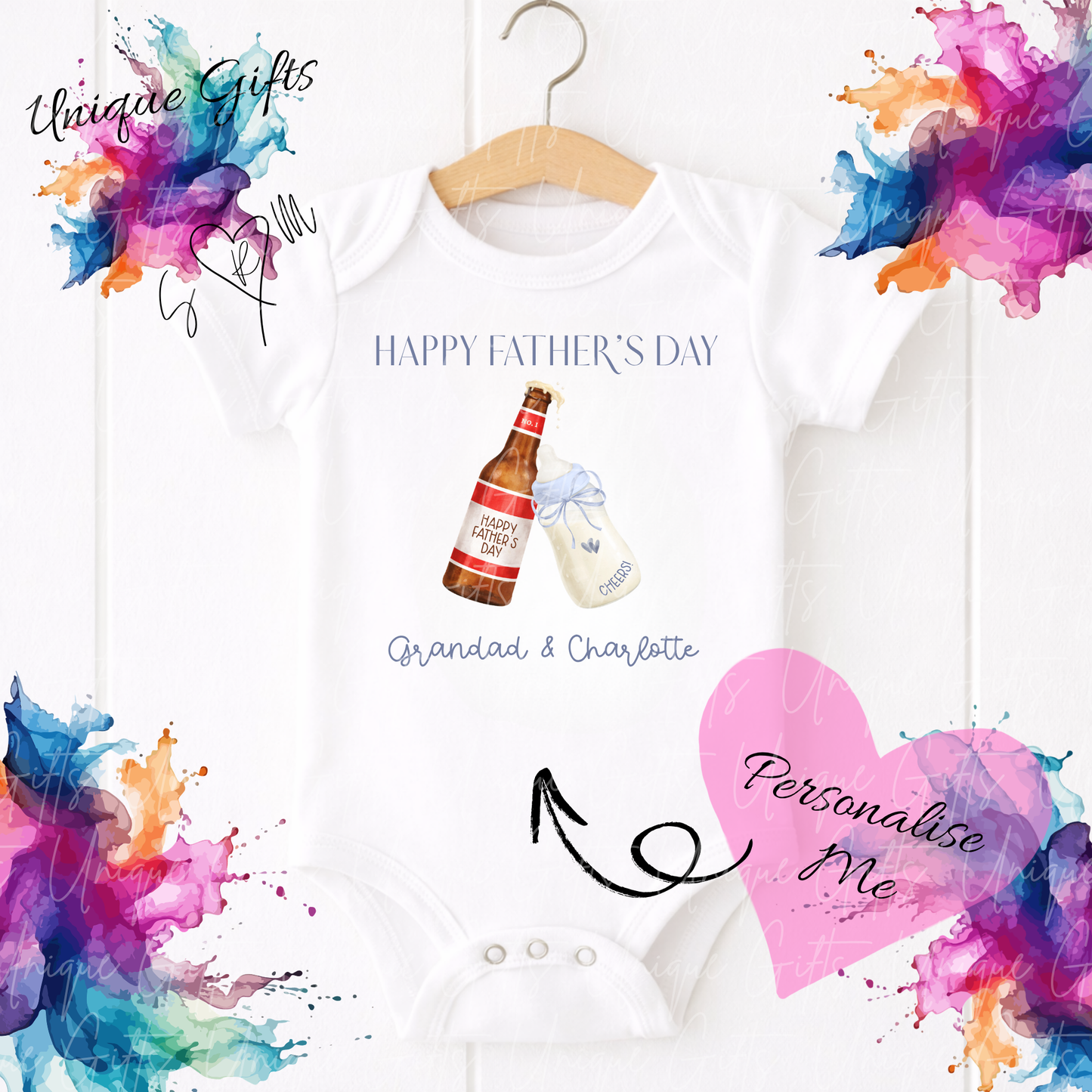 Beer & Milk Daddy or Grandad Baby Grow | Unique Gifts