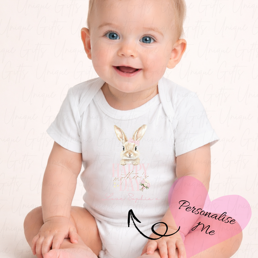 Happy Mother's Day Cute Bunny Baby Grow | Unique Gifts