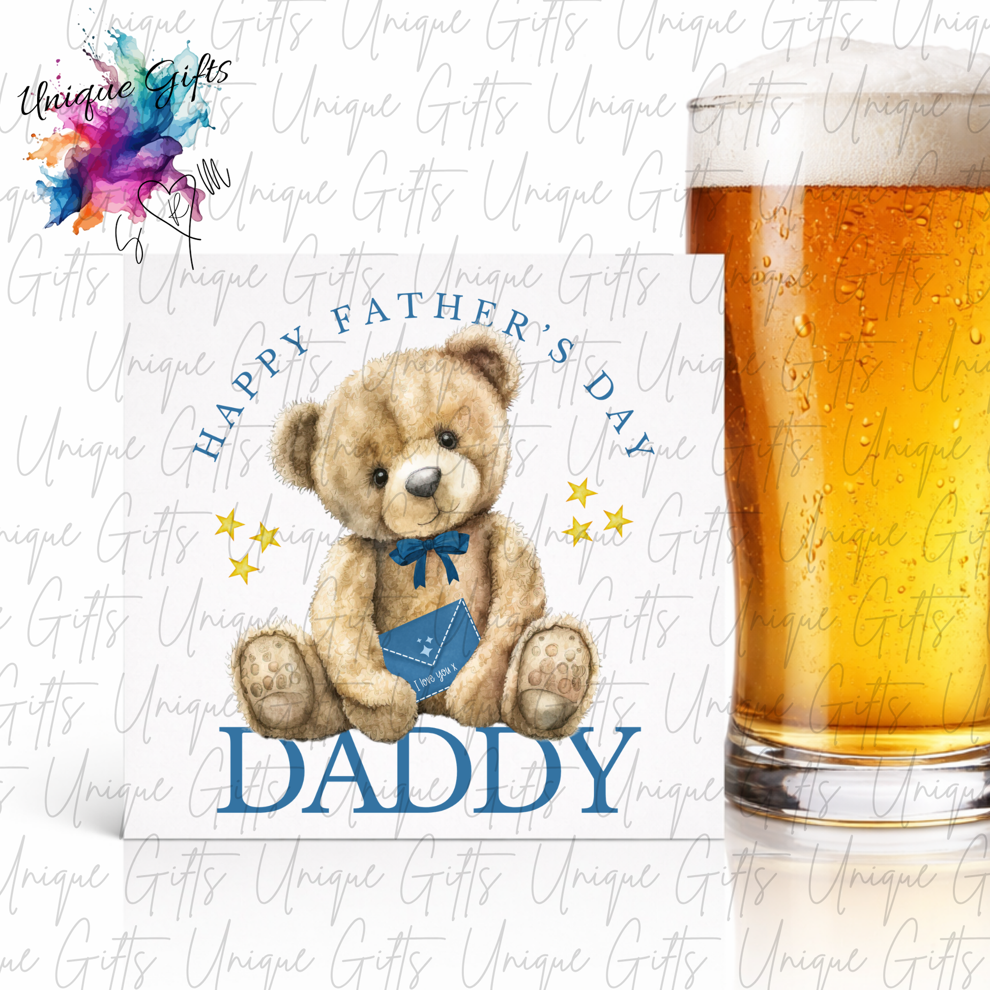 Personalised cute bear Father's Day card – Daddy or Grandad | Unique Gifts