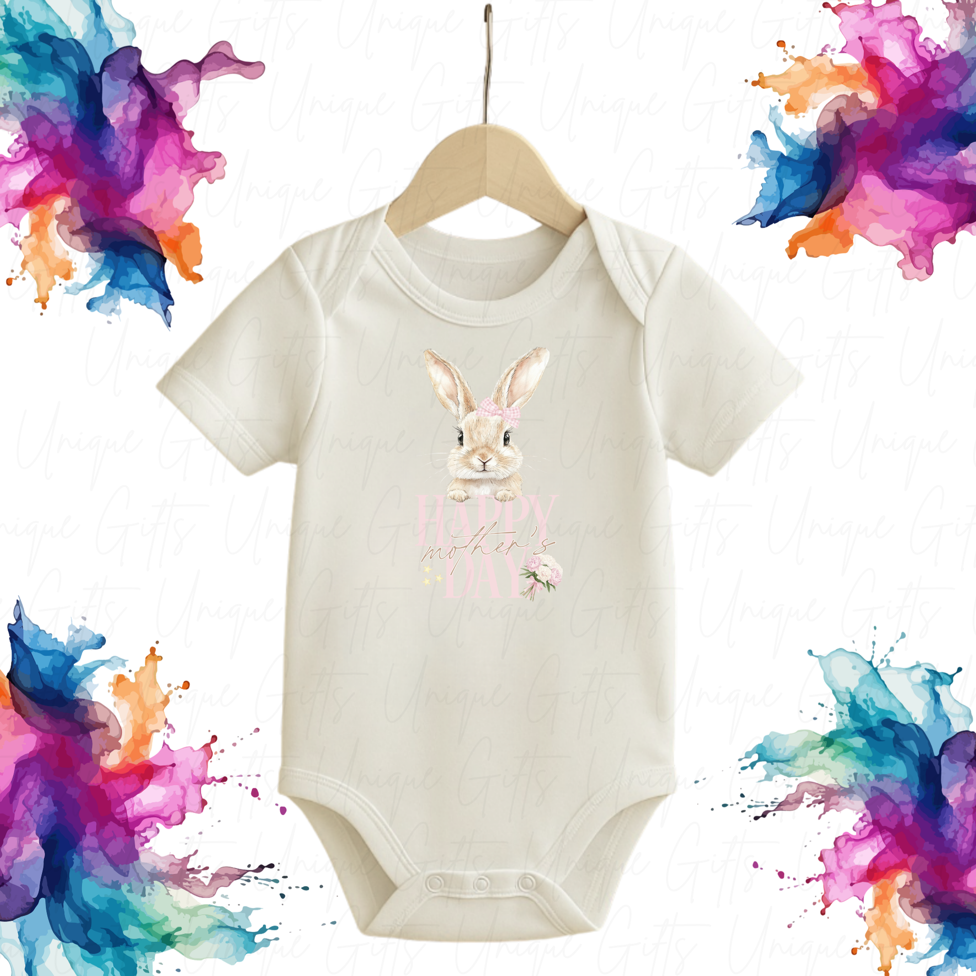 Happy Mother's Day Cute Bunny Baby Grow | Unique Gifts