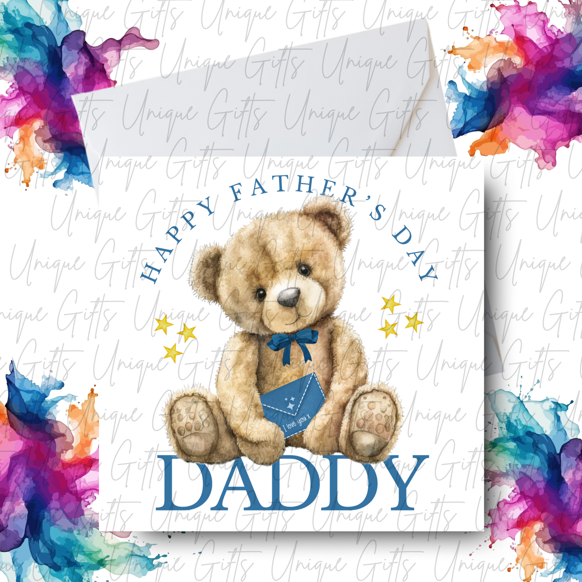 Personalised cute bear Father's Day card – Daddy or Grandad | Unique Gifts