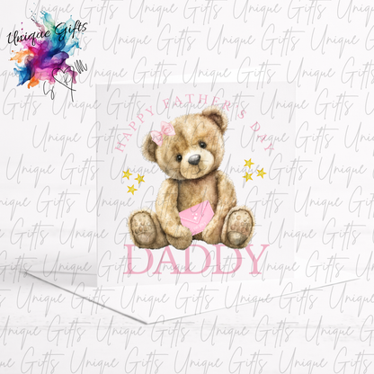 Personalised cute bear Father's Day card – Daddy or Grandad | Unique Gifts