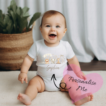 Born in 2026 Safari Animals Baby Grow | Unique Gifts
