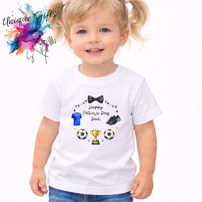 Personalised football t-shirt – Dad or Grandad's little footballer kids tee, sizes 6 months to 5-6 years