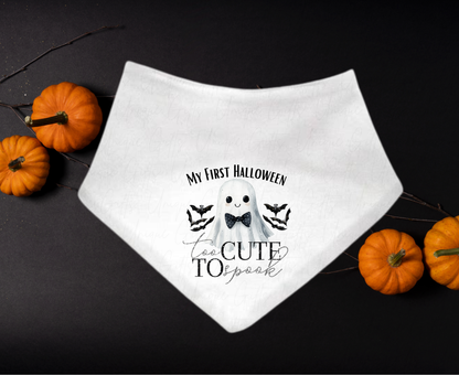 Personalised First Halloween Bandana Bib – “Too Cute to Spook”