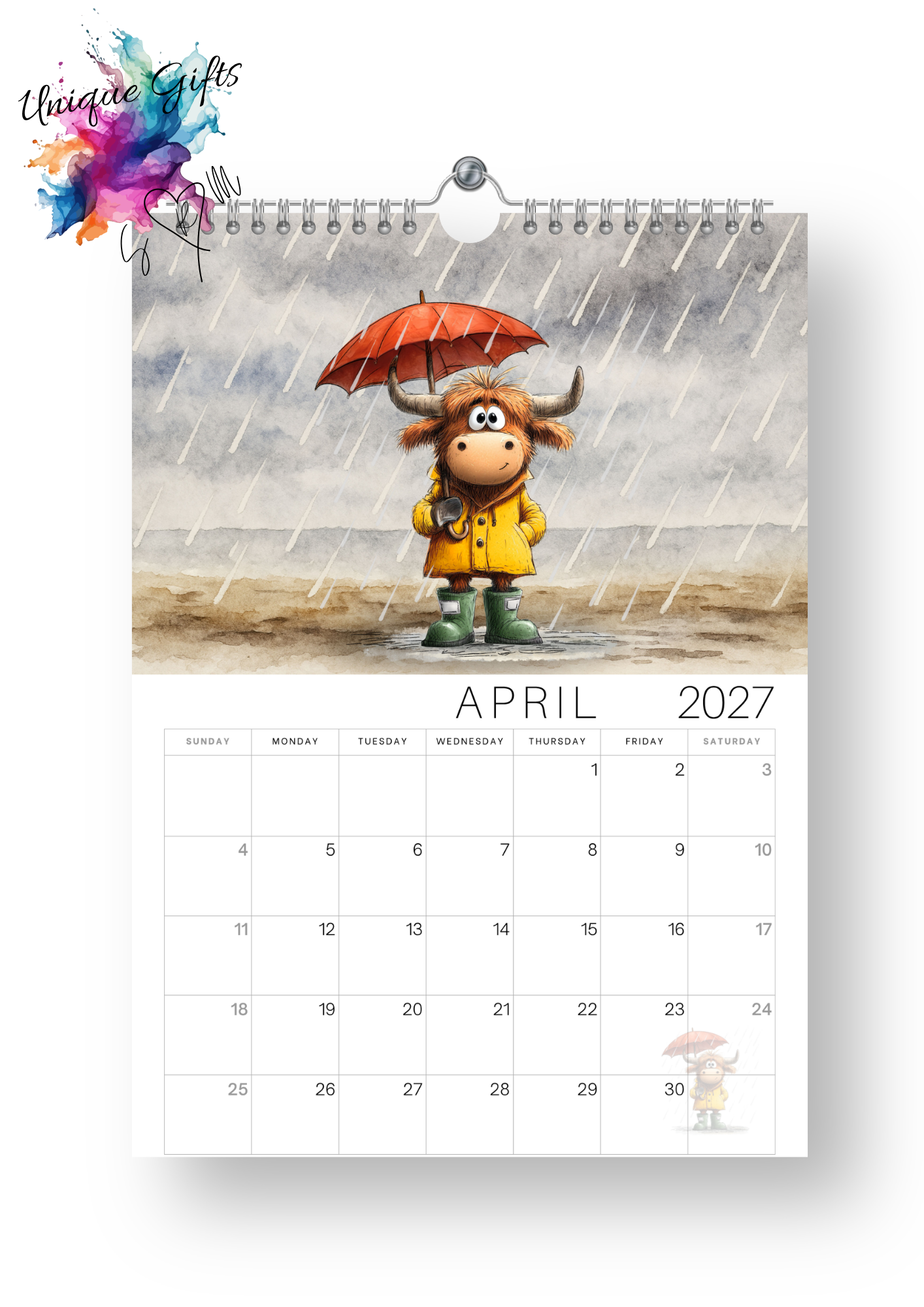 Moo-tiful Moments Highland Cow Calendar 2027