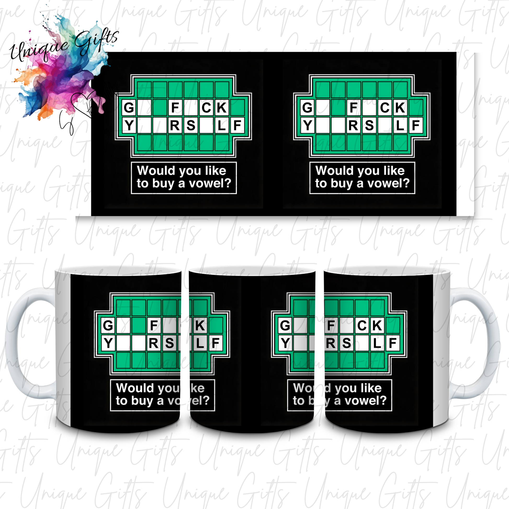 Would You Like to Buy a Vowel?” Funny Mug – Cheeky Novelty Coffee Cup Gift