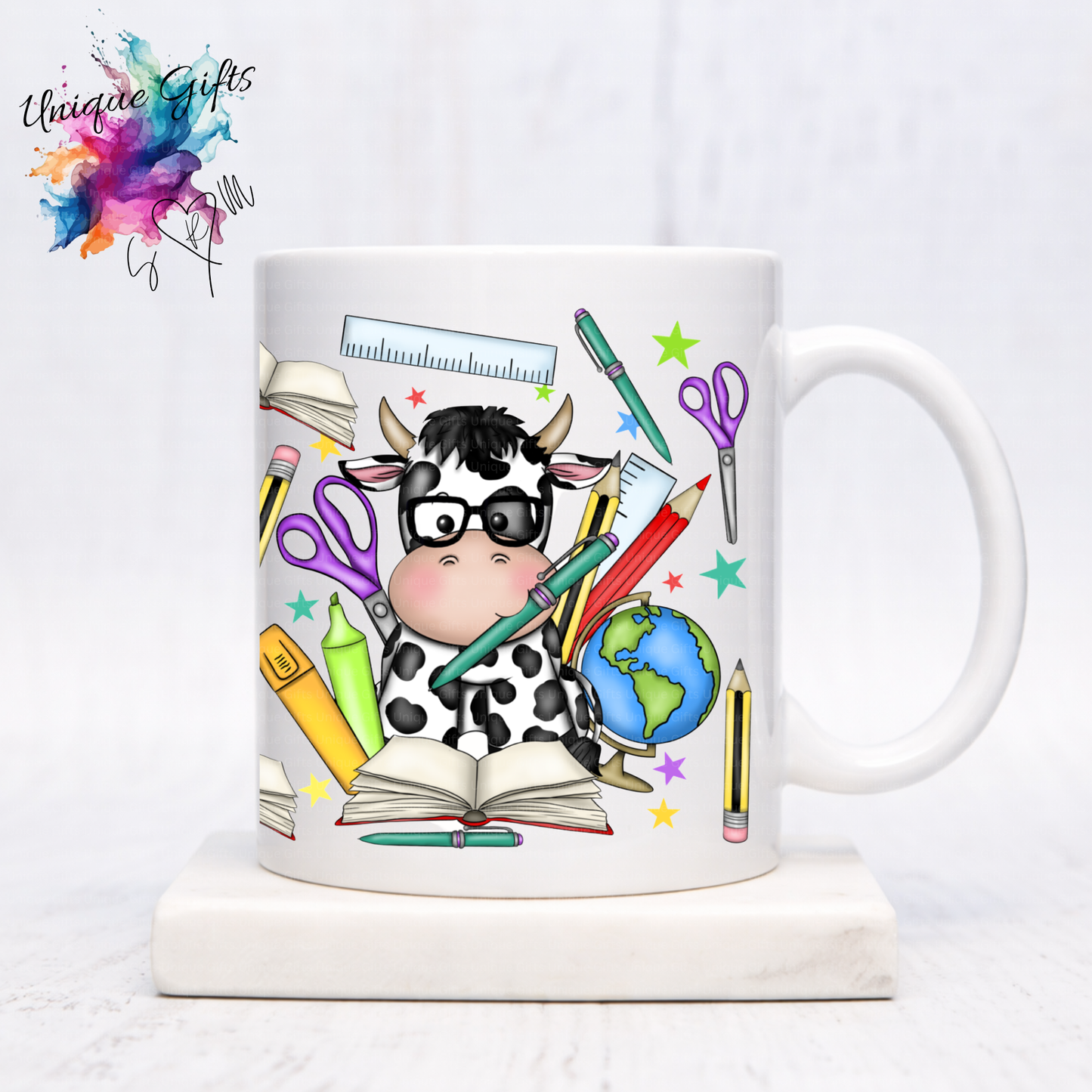 Teacher Cow Mug – Glasses & Stationery Design