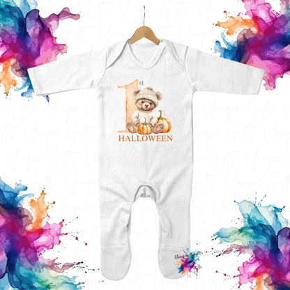 Halloween Baby Romper – First Halloween Cute Bear Personalised Design | Adorable Custom Baby Outfit (Newborn to 12 Months)