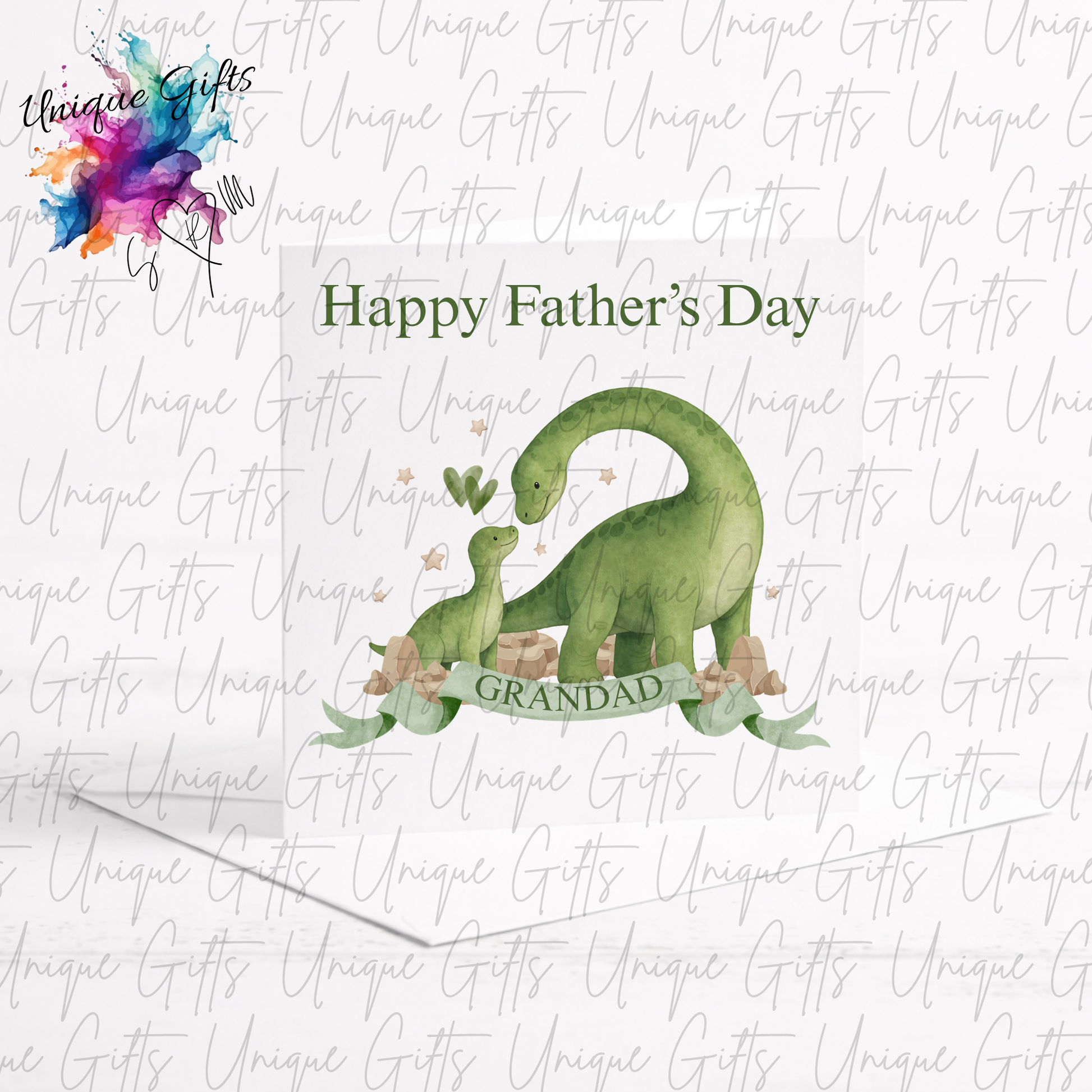 Personalised dinosaur Father's Day card – big and little dino design | Unique Gifts