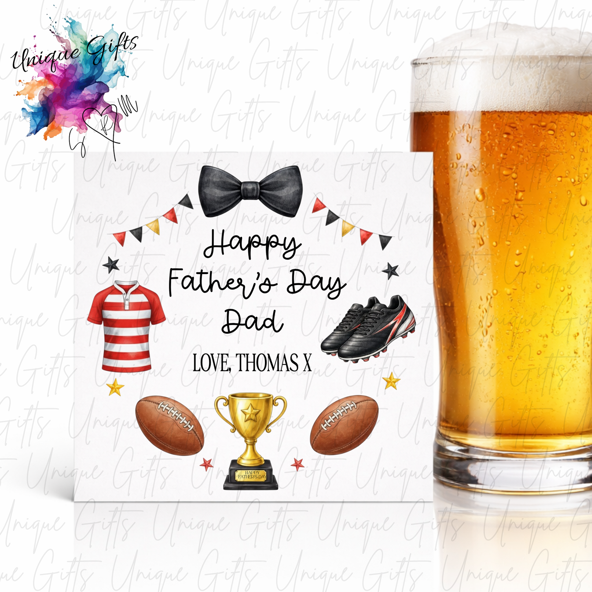 Personalised rugby Father's Day card – Dad or Grandad | Unique Gifts