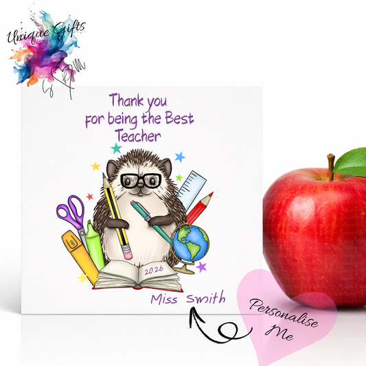 Best Teacher Card – Hedgehog