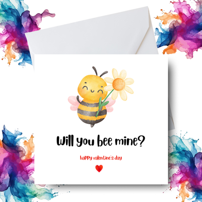 Will You Bee Mine Valentine's Day Card – Handmade Square Card