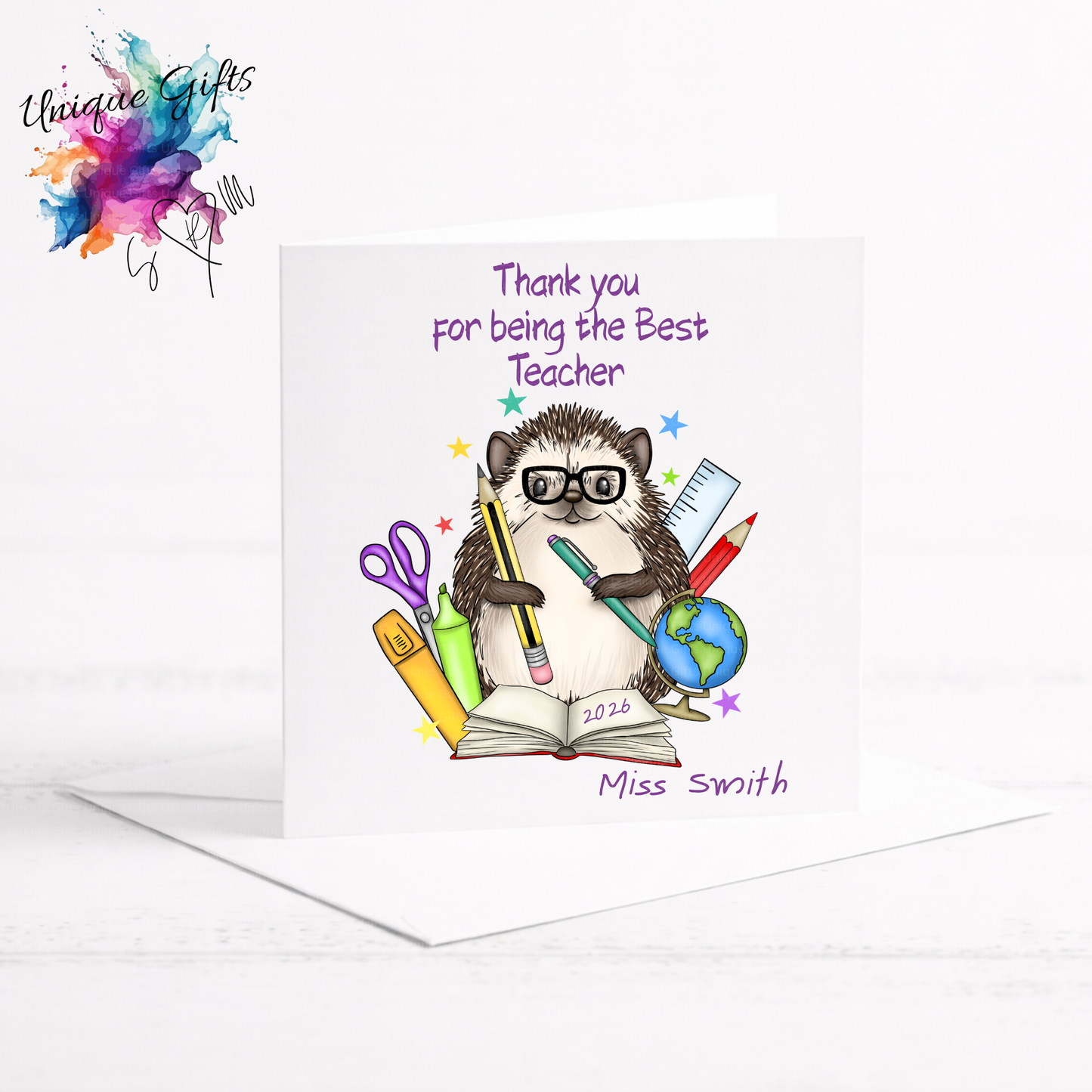 Best Teacher Card – Hedgehog