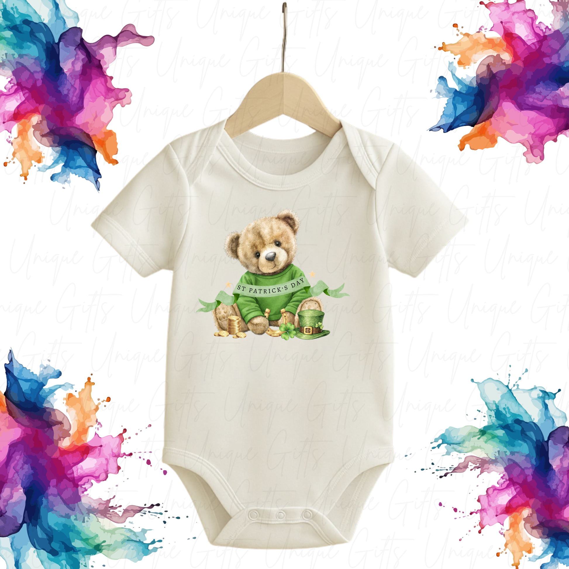 St Patrick's Day Cute Bear Baby Grow | Unique Gifts