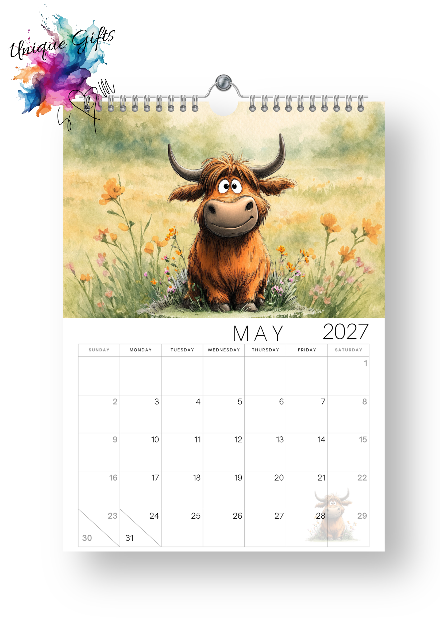 Moo-tiful Moments Highland Cow Calendar 2027
