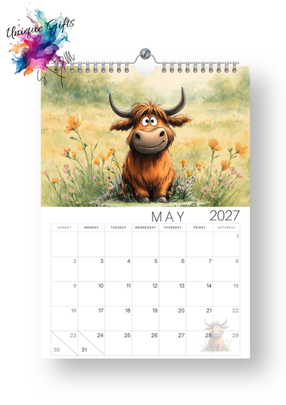 Moo-tiful Moments Highland Cow Calendar 2027