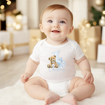 My First Christmas Baby Grow – Blue Bear Festive Baby Outfit