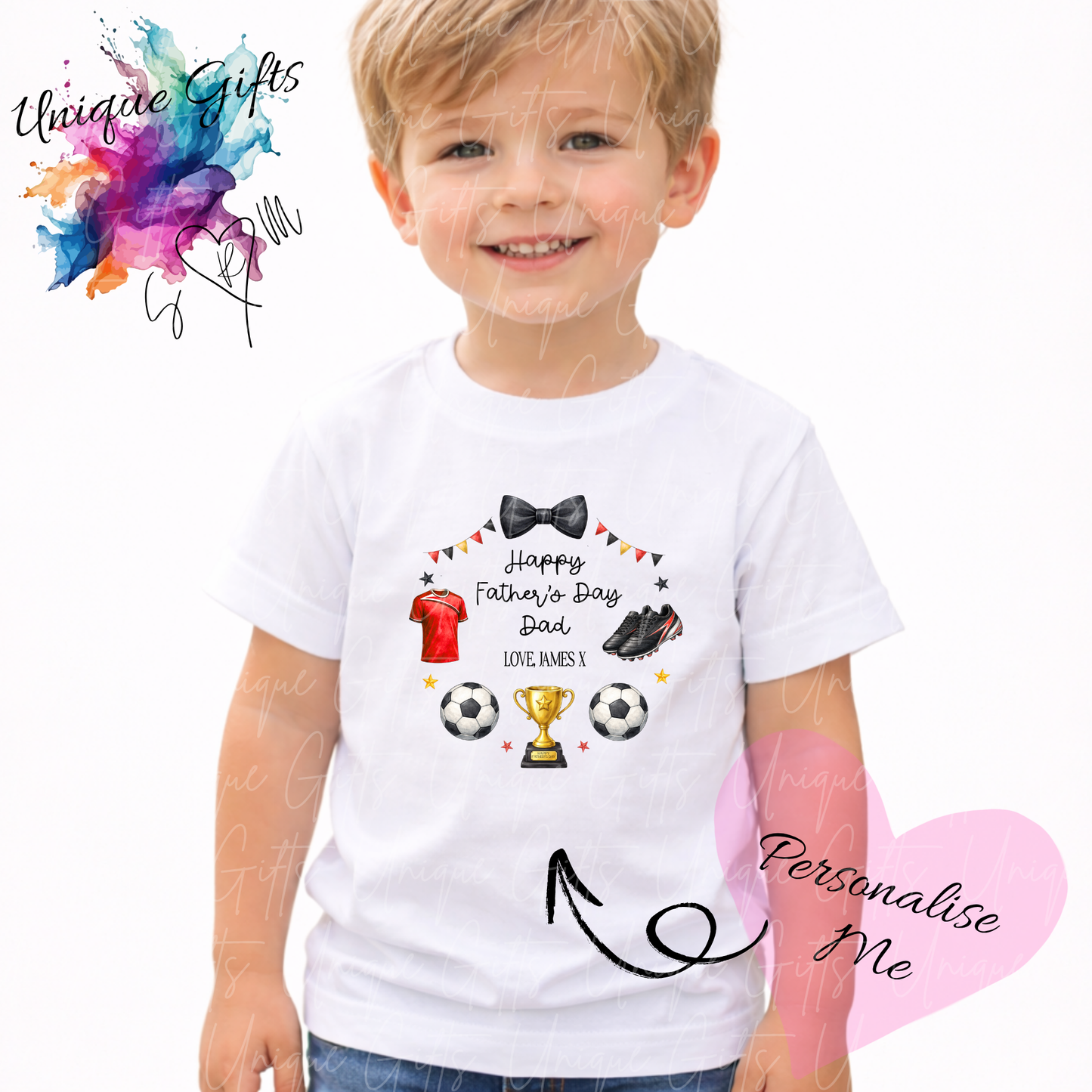 Personalised football t-shirt – Dad or Grandad's little footballer kids tee, sizes 6 months to 5-6 years