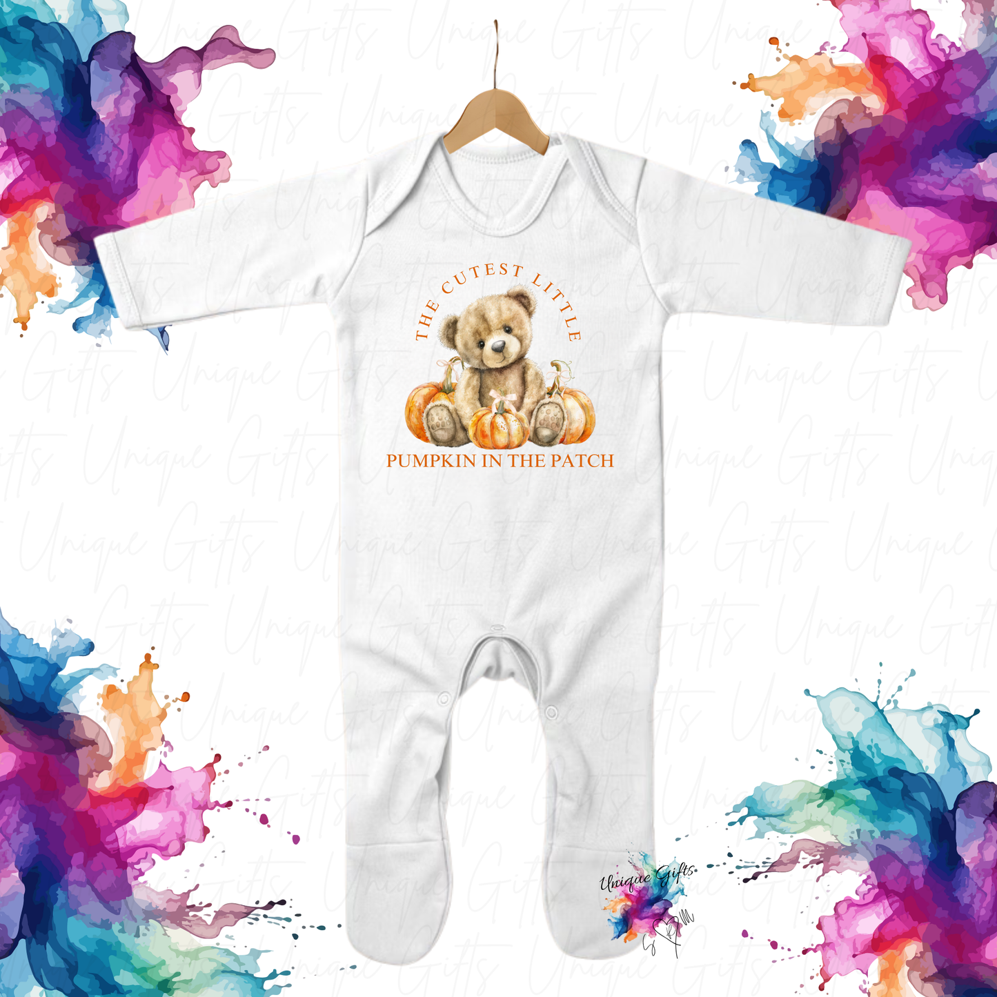 Halloween Baby Romper – The Cutest Little Pumpkin in the Patch | Cute Bear Personalised Baby Outfit (Newborn to 12 Months)