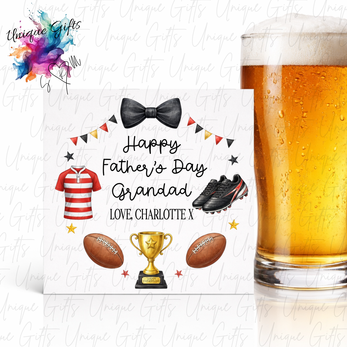 Personalised rugby Father's Day card – Dad or Grandad | Unique Gifts