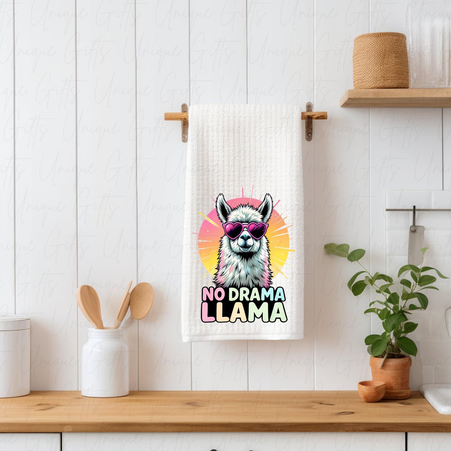 No Drama Llama Kitchen Tea Towel – Waffle Knit