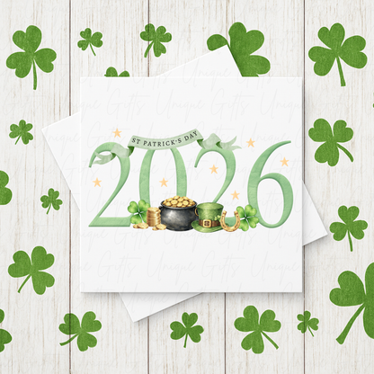 St Patrick's Day 2026 card – handmade personalised 6x6 inch Irish greeting card