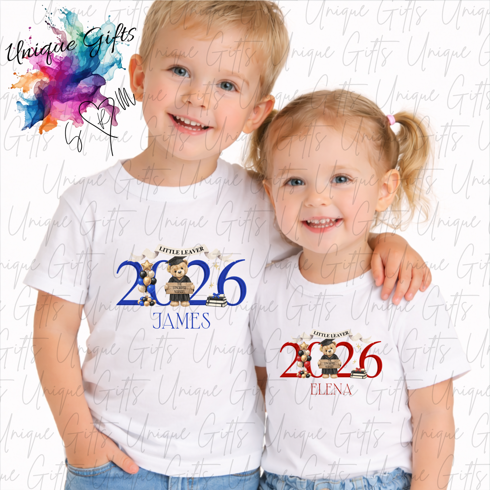Personalised nursery leavers t-shirt 2026 – custom name children's graduation keepsake top, available in 12 colours