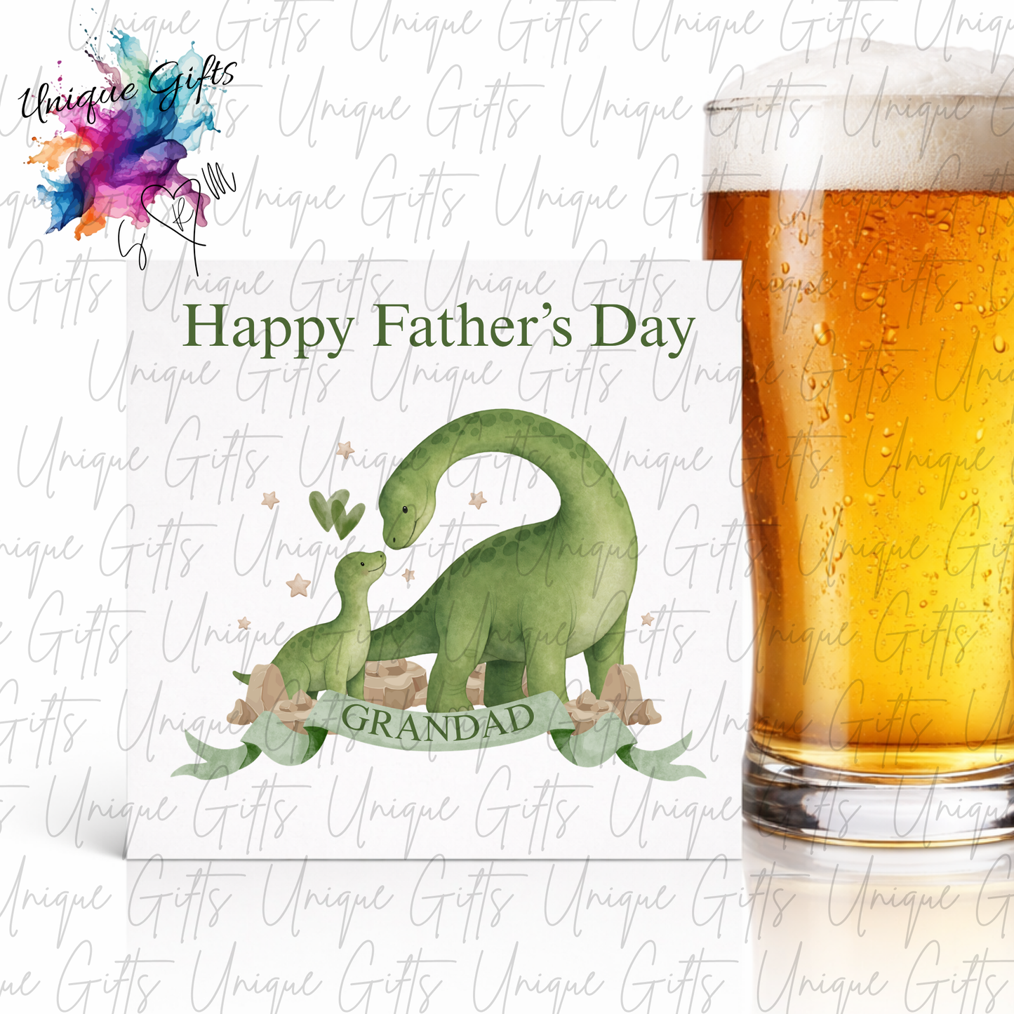 Personalised dinosaur Father's Day card – big and little dino design | Unique Gifts