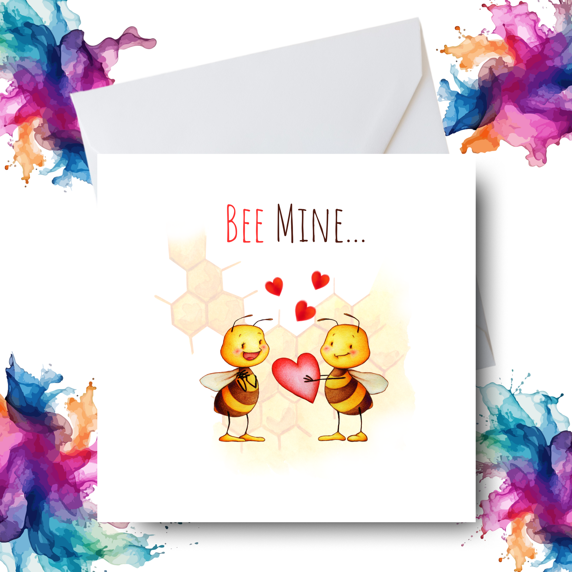 Bee Mine Valentine's Day Card – Handmade Square Card