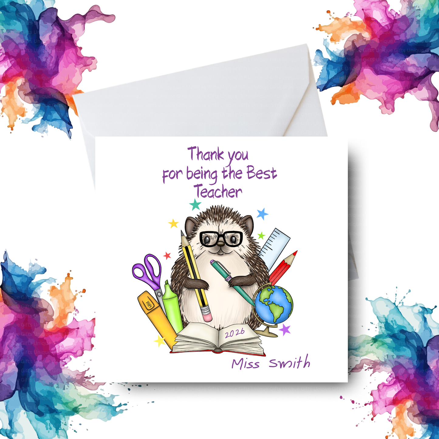Best Teacher Card – Hedgehog