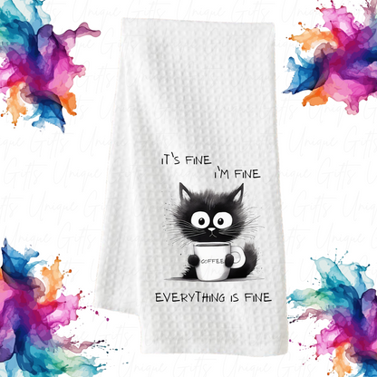 I’m Fine, Everything is Fine Kitchen Tea Towel – Waffle Knit