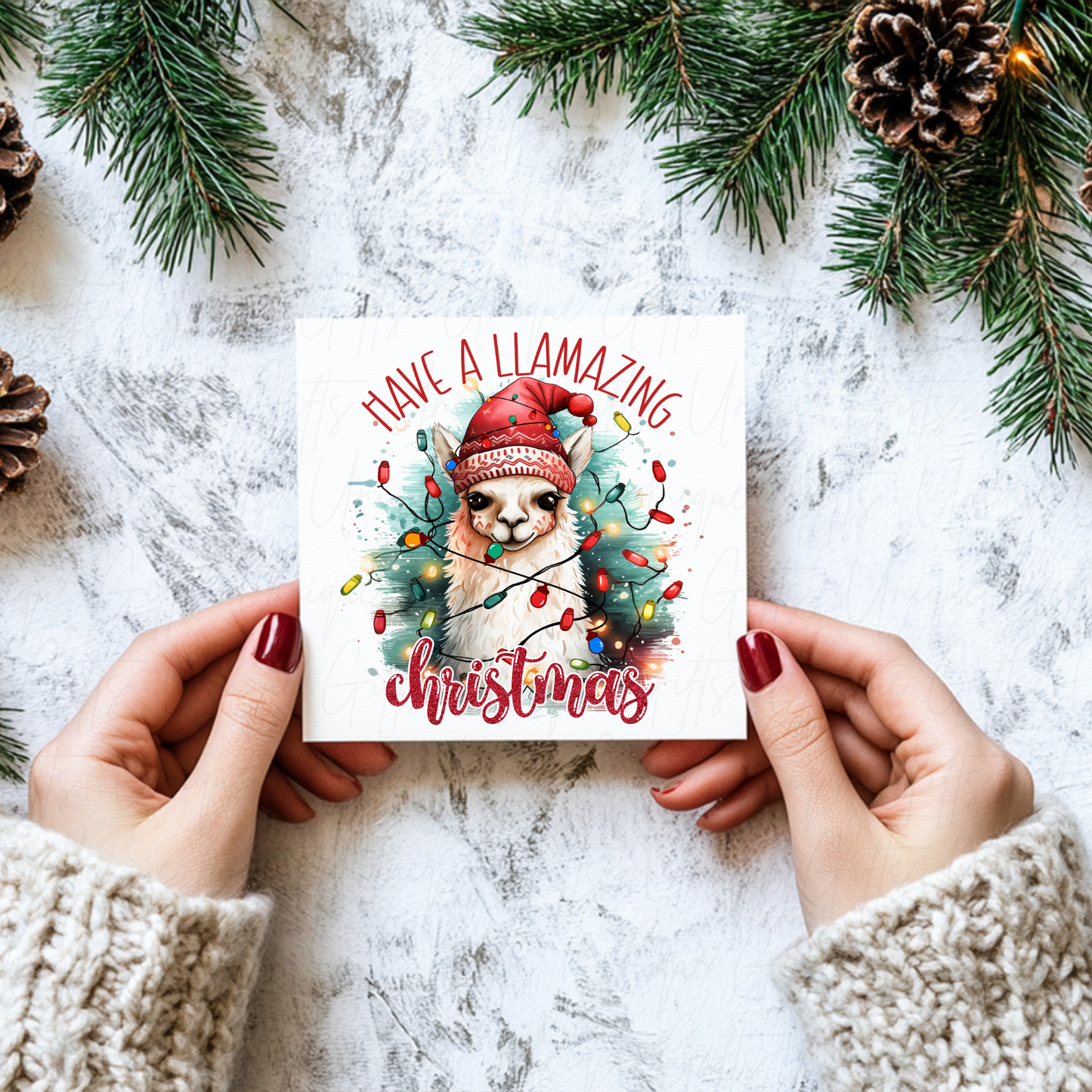 Have a Llamazing Christmas Card – Handmade Personalised Holiday Greeting Card.