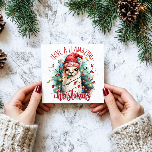 Have a Llamazing Christmas Card – Handmade Personalised Holiday Greeting Card.