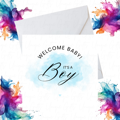 Welcome Baby Card – “It’s a Boy” Celebration Design, Handmade