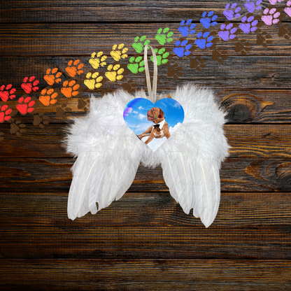 Pet Memorial Angel Wings Keepsake – Personalised Photo Decoration, Custom Remembrance Ornament Gift.