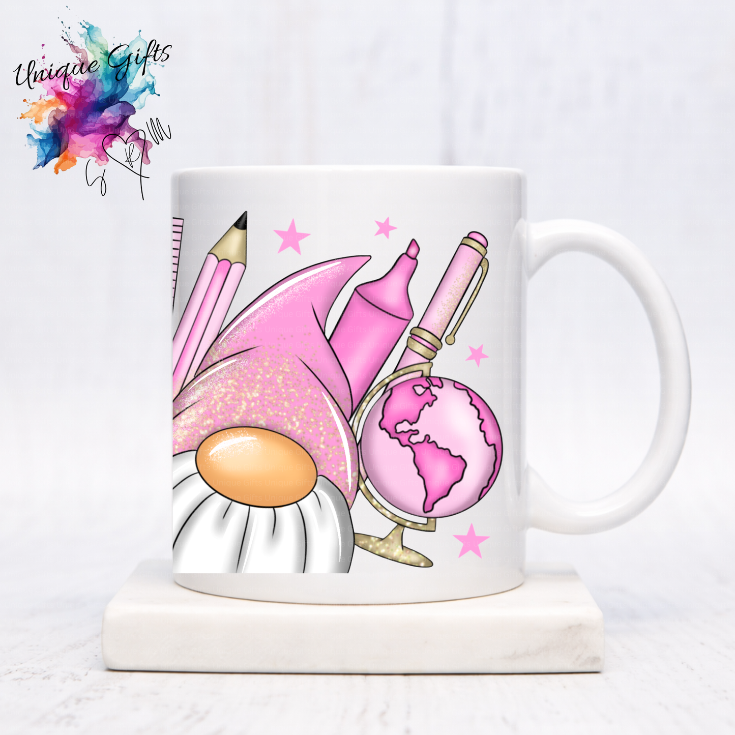 Teacher Gnomes Mug – Pink Stationery Design